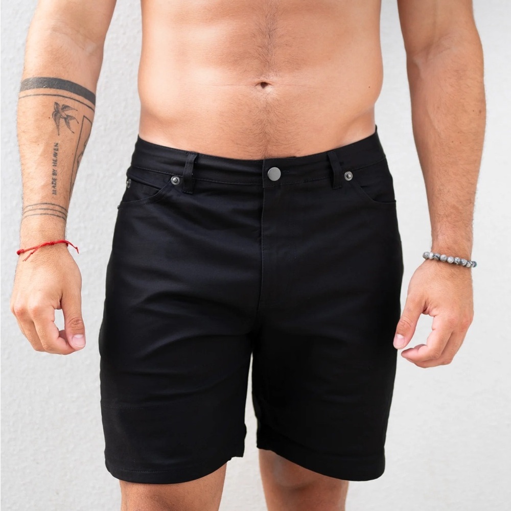 Sleek Black Men's Flat Front Shorts